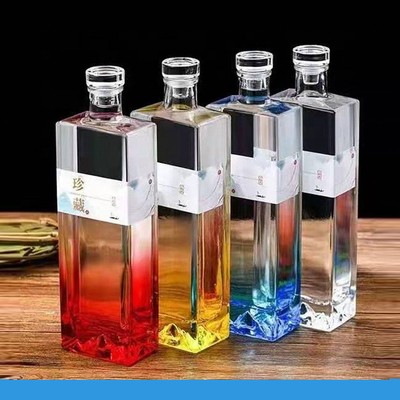 Garrafa de vidro 750 ml congelada para licor Brandy Whiskey Vodka Gin Rum Forma quadrada CNF