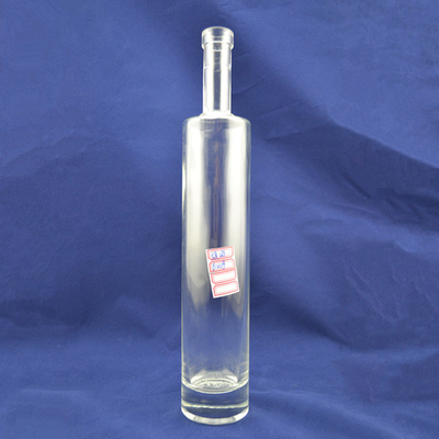 Impressão de logotipo personalizável Slim Tall Round Glass Vodka Liquor Bottles com selo de cortiça