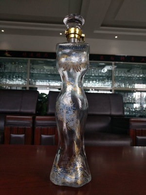 350 ml 500 ml 750 ml Bottle de vidro personalizado em forma de corpo feminino para bebida alcoólica