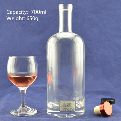 Collar de vidro 750 ml Super Flint Rum garrafa de álcool vazia para transporte de bebidas
