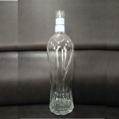 Bebidas industriais 1L garrafa de vidro de pescoço comprido com rolha de uísque