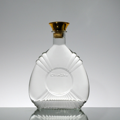 Garrafa de álcool de vidro de pedra super gravada 750 ml garrafa de vidro de licor a granel com cortiça 1 litro