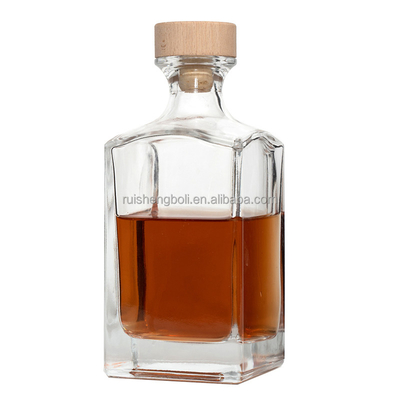 375ml 500ml 700ml 750ml Garrafa de Gin Verde Quadrado para bebidas espirituosas personalizadas em verde