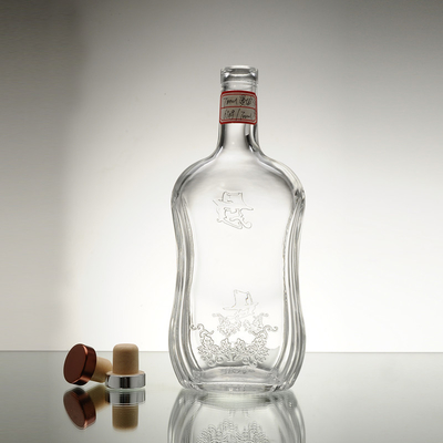 Material de vidro de pedra alta 750 ml garrafa de vidro garrafas de azeite de oliva transparente tipo de vedação cortiça