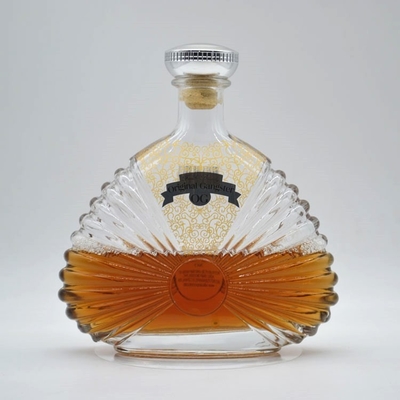 Super Flint Glass Whiskey Rum Gin Flasses com Design de Escultura em Relief Personalizado e Bomba de Madeira