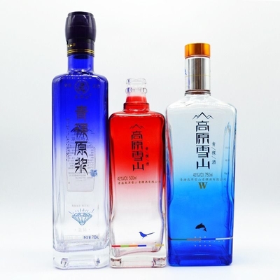 Garrafas de vinho de vidro transparente personalizadas para tequila whisky brandy 750ml 500ml 1000ml