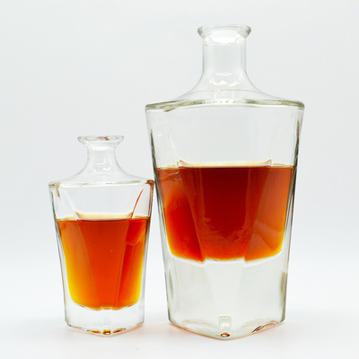 750 ml garrafa de vidro personalizada para bebidas alcoólicas garrafa de tequila transparente de forma irregular