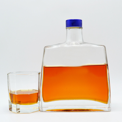 750 ml garrafa de vidro personalizada para bebidas alcoólicas garrafa de tequila transparente de forma irregular