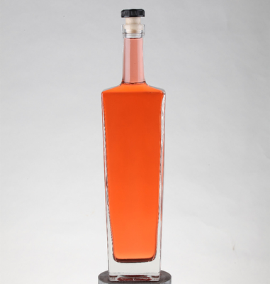 Estampagem a Quente Manuseio Super Flint Gin de Alta Qualidade Vodka 750ml Fota de Vidro Quadrado FOB