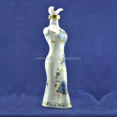 Garrafa de tequila em forma de mulher clara Garrafas de vidro únicas para bares e restaurantes