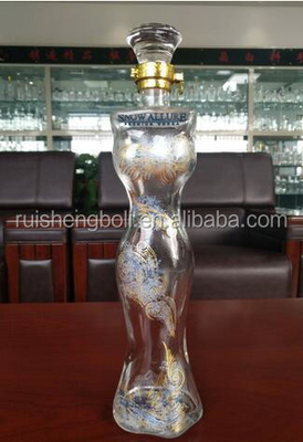 Garrafa de tequila em forma de mulher clara Garrafas de vidro únicas para bares e restaurantes