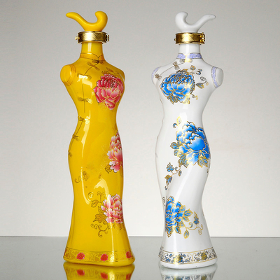 Garrafa de tequila em forma de mulher clara Garrafas de vidro únicas para bares e restaurantes