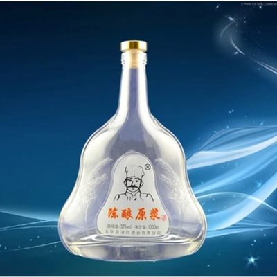 Botalhas de vidro em forma de guitarra de 750 ml para Brandy Vodeka Vinho pintado de cor e durável