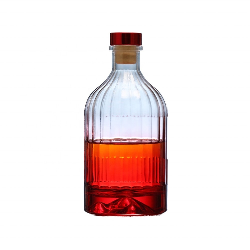 Super Flint Glass Base Material garrafa de uísque 350ml 500ml 700ml 750ml com tampa de cortiça