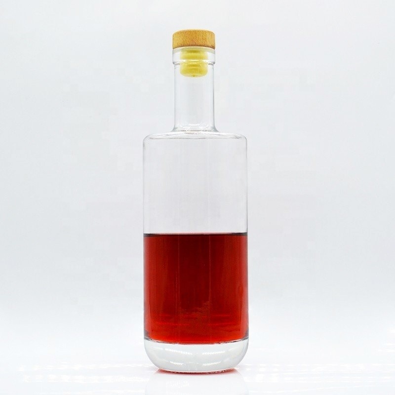 500 ml 750 ml garrafa de vidro transparente de forma personalizada para uísque Brandy Tequila Gin Vodka