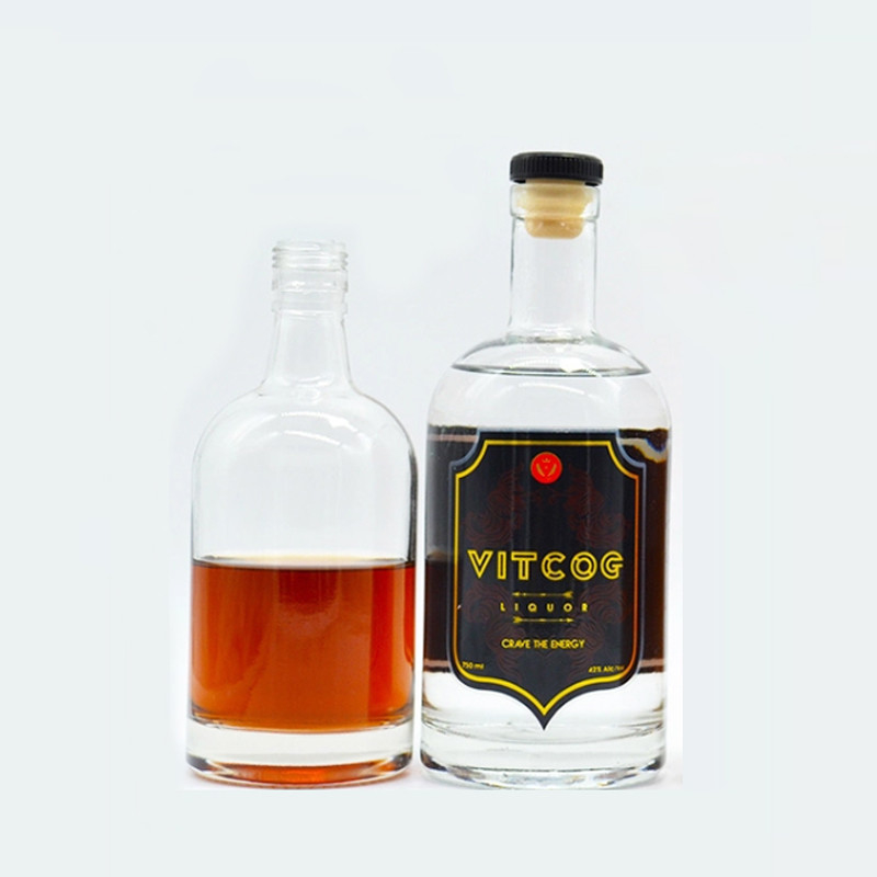 375ml 500ml 700ml 750ml Botas de vidro de diferentes tamanhos para Vodka Whisky Rum Gin