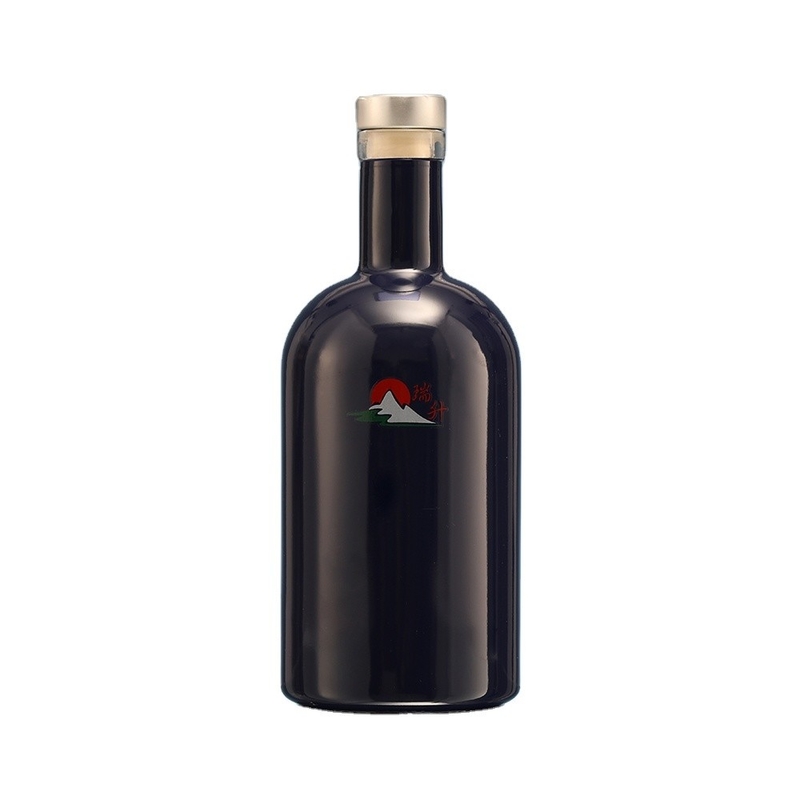 Garrafas de vinho de vidro de tamanho personalizado para armazenar uísque e vinho em vidro super flint