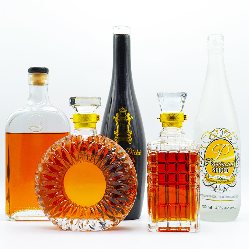 Impressão de logotipo personalizado 250ml 500ml 750ml garrafas de vidro transparentes para garrafas de uísque