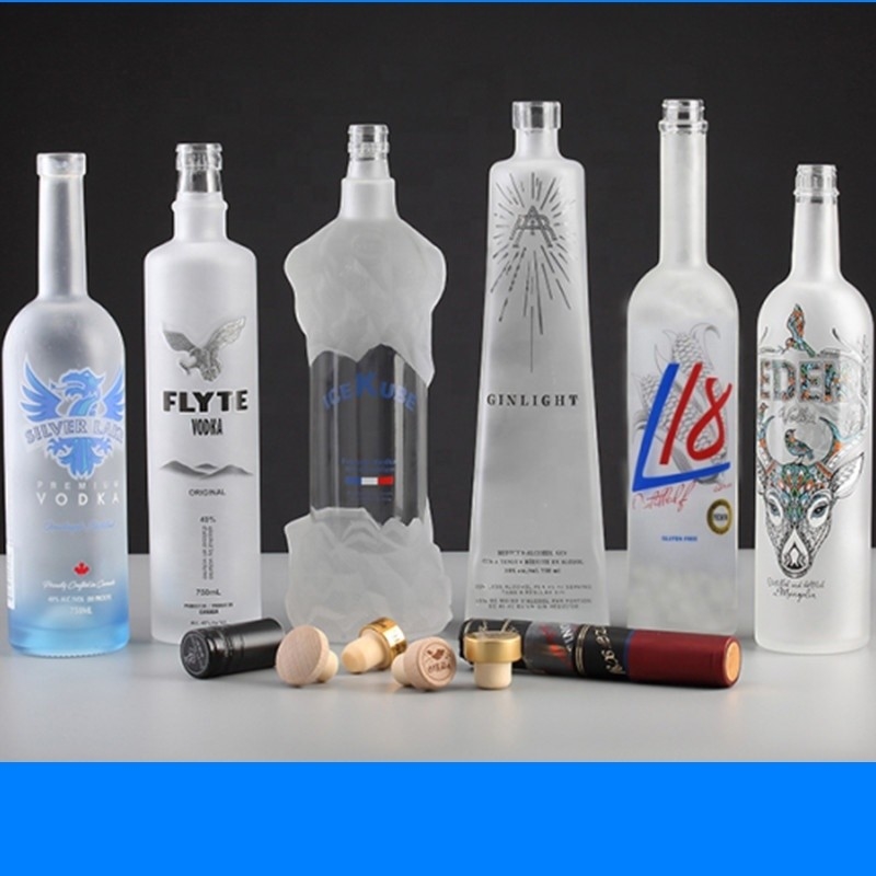 750 ml cilindro de vidro garrafa de uísque vodka 700 ml 500 ml vidro de vinho glaciar para bebida