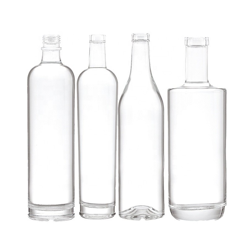 750 ml garrafas de vidro de álcool aceitável OEM/ODM para rótulos metálicos Rum Whiskey Vodka