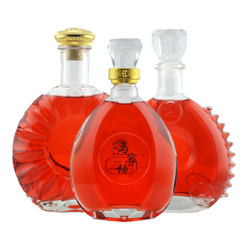 Tipo de vedação livre 500 ml 750 ml Transparente Vazio Whisky Spirits Garrafas de vidro para licor