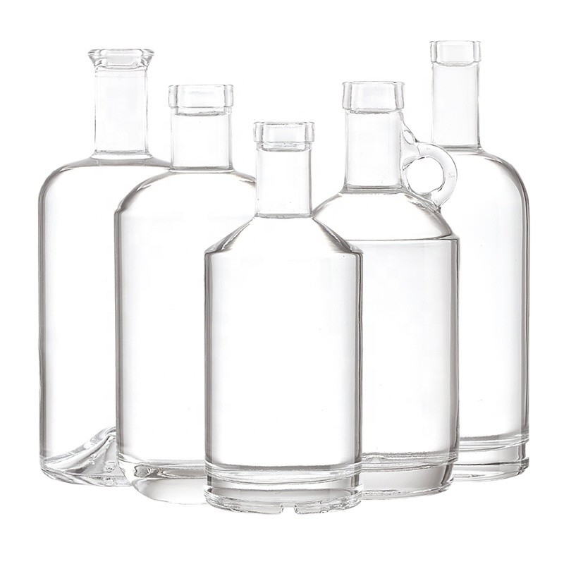 500 ml 700 ml 750 ml 1000 ml Garrafas de vidro para Whiskey Brandy Rum Gin