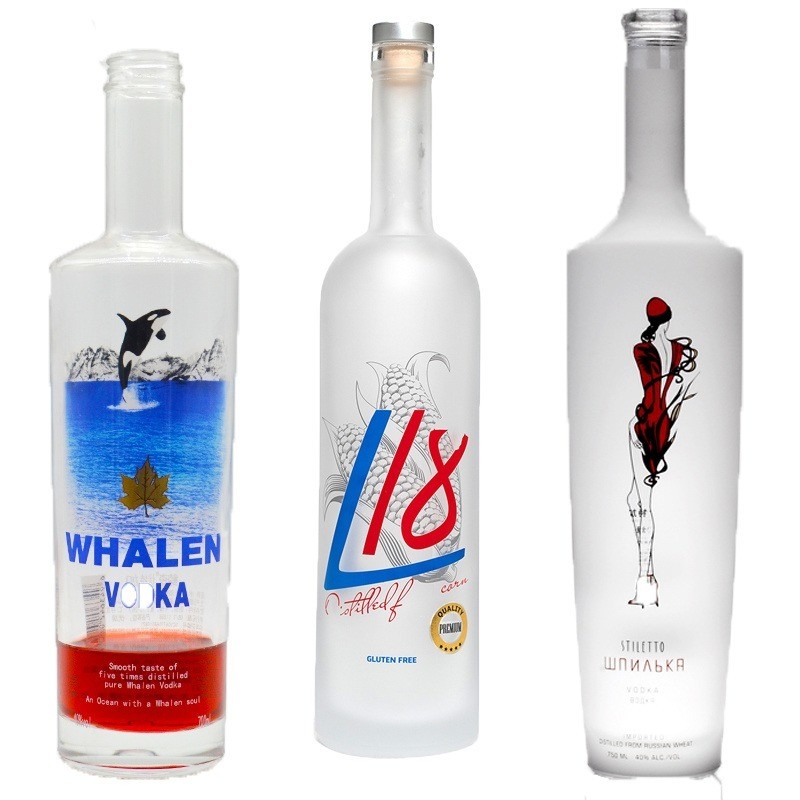 Cristal de vidro 700ml 750ml 1L Gin Whisky Vodka Whiskey Botalhas de vinho para embalagem de bebidas