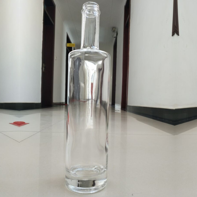 Super Flint Glass Collar Redondo 700ml Garrafa de Cortiça Garrafa de Gin Limpa para Amantes da Vodka