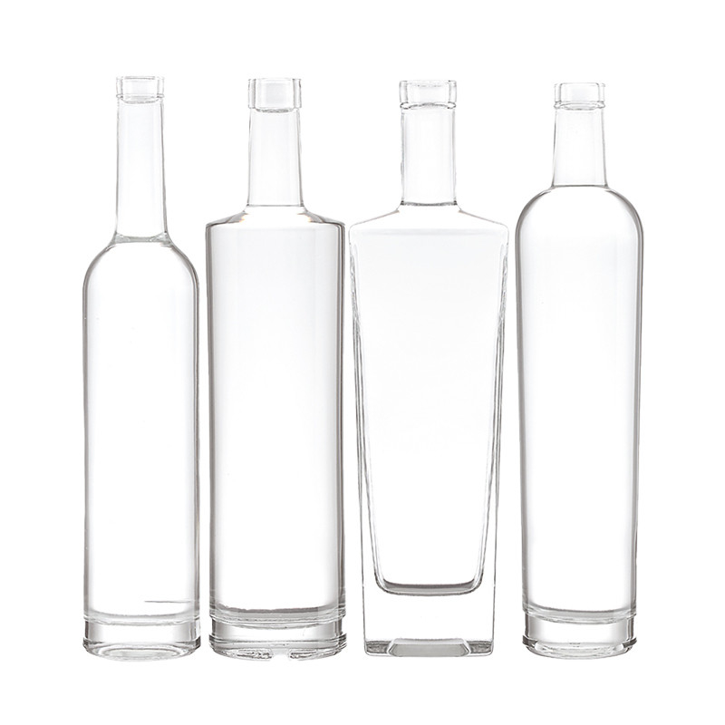 Bebidas industriais 750 ml Garrafa de vidro transparente de cortiça alta e fina para amostra gratuita