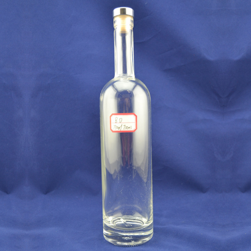 Super Flint Glass 750ml garrafa para cortiça de fundo grosso e design personalizado de licor