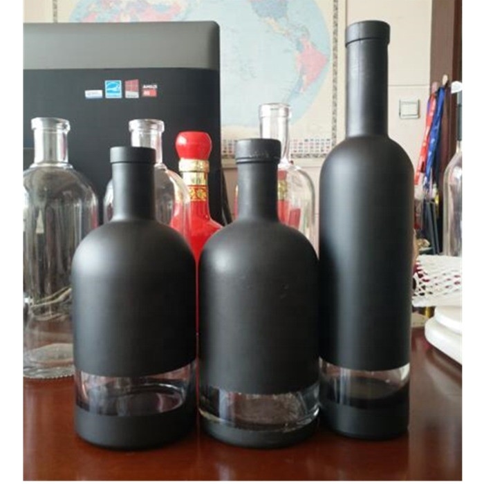 Matte Black Liquor Gin Vodka Brandy Garrafa de vinho 500ml 750ml 700ml