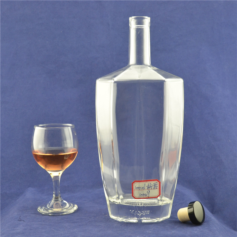 Fota de vidro de álcool com rolhas de cortiça 1 litro de capacidade