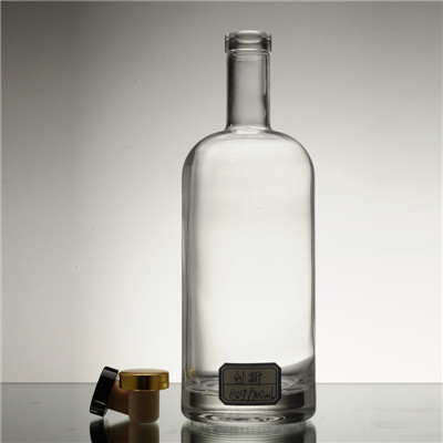 Super Flint 700ml Spirit Glass Vodka Flask com Cortiça OEM/ODM Aceitável Personalizável