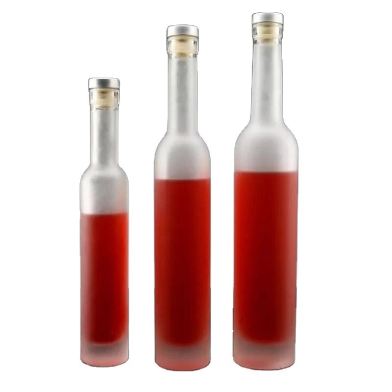 1L garrafa de vodka de vidro transparente com manuseio de superfície de gelo e outro processo profundo