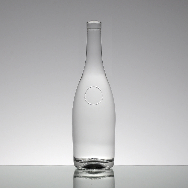 Garrafa de álcool de vidro de pedra super gravada 750 ml garrafa de vidro de licor a granel com cortiça 1 litro
