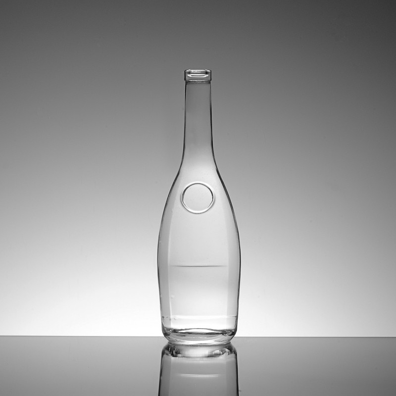Garrafa de vidro redonda com tampa de cortiça para 550ml 700ml 750ml Vodka Gin Rum em forma de cilindro