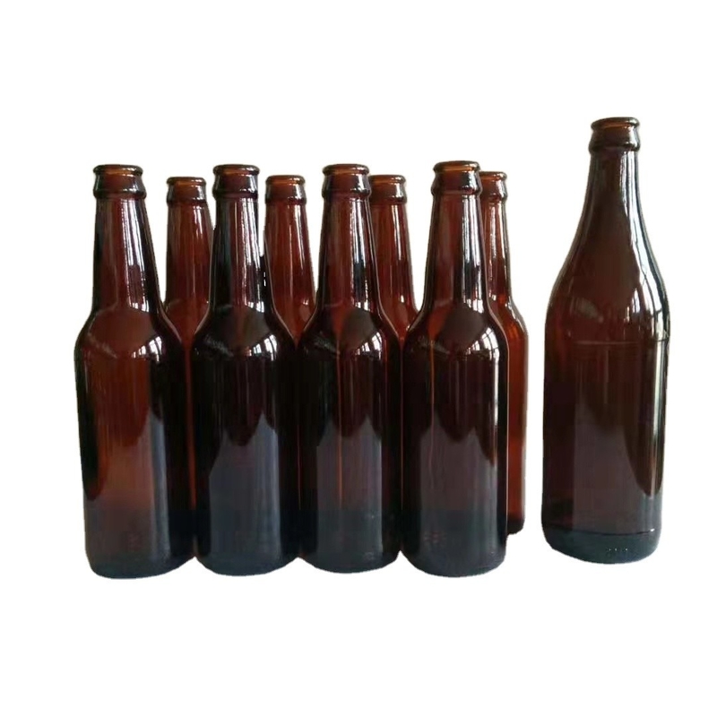 330 ml 500 ml Frasco de cor primária Crown Cap Amber Liquor Beer Glass Flask para Directo