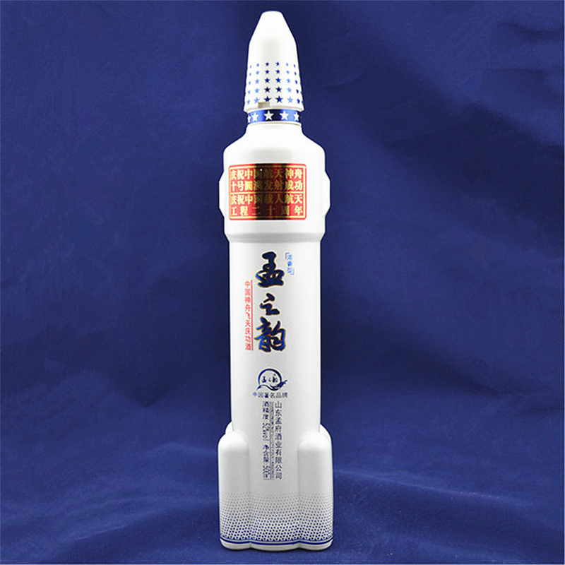 Garrafa de vidro de licor branco de 750 ml, em forma de foguete, para bebidas