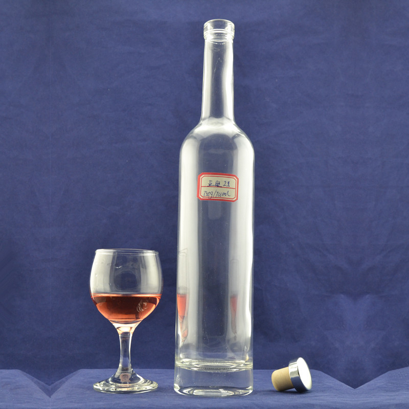 Garrafa de vidro de licor fino para uísque/brandy/vódka, fechada com tampa que se desliga