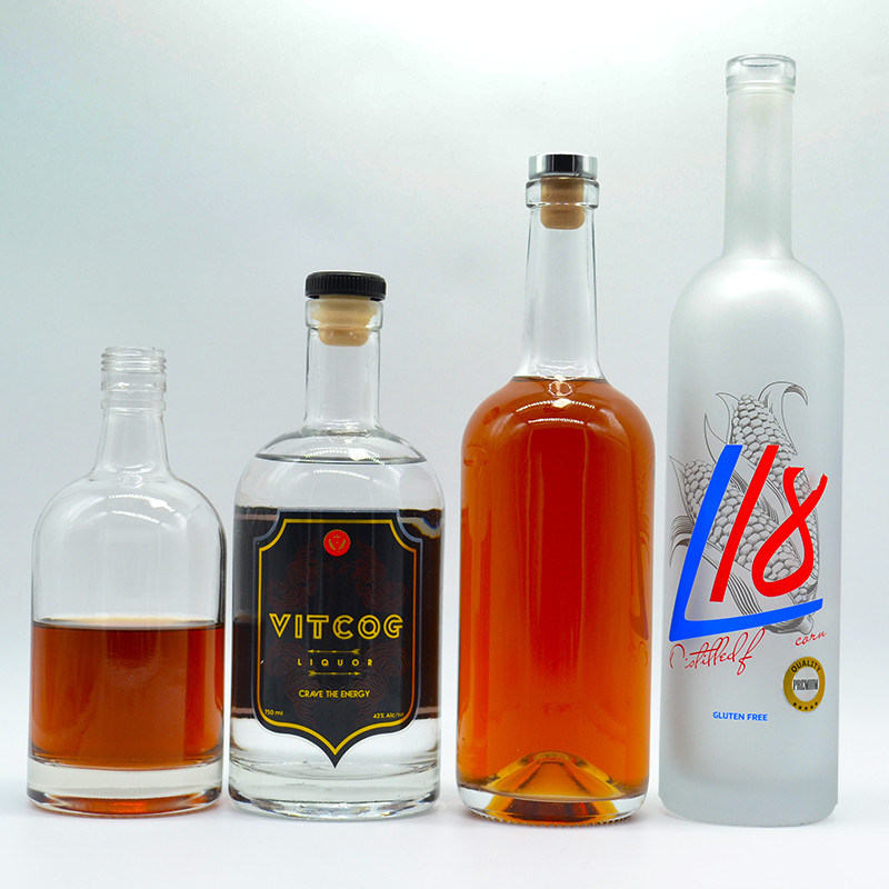 375 ml 200 ml 100 ml Garrafa de vidro Gin Uísque Vinho Vodka Espiritos Garrafa de vidro com cortiça