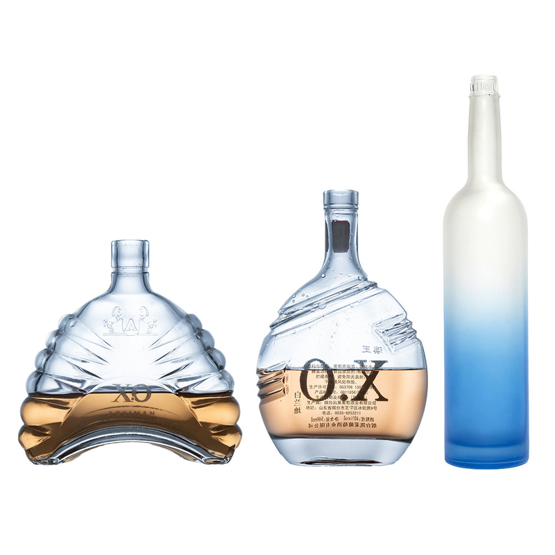 Garrafas de vidro de super flint certificadas ISO14001 para fabricação de XO/Brandy/Whisky/Vodka
